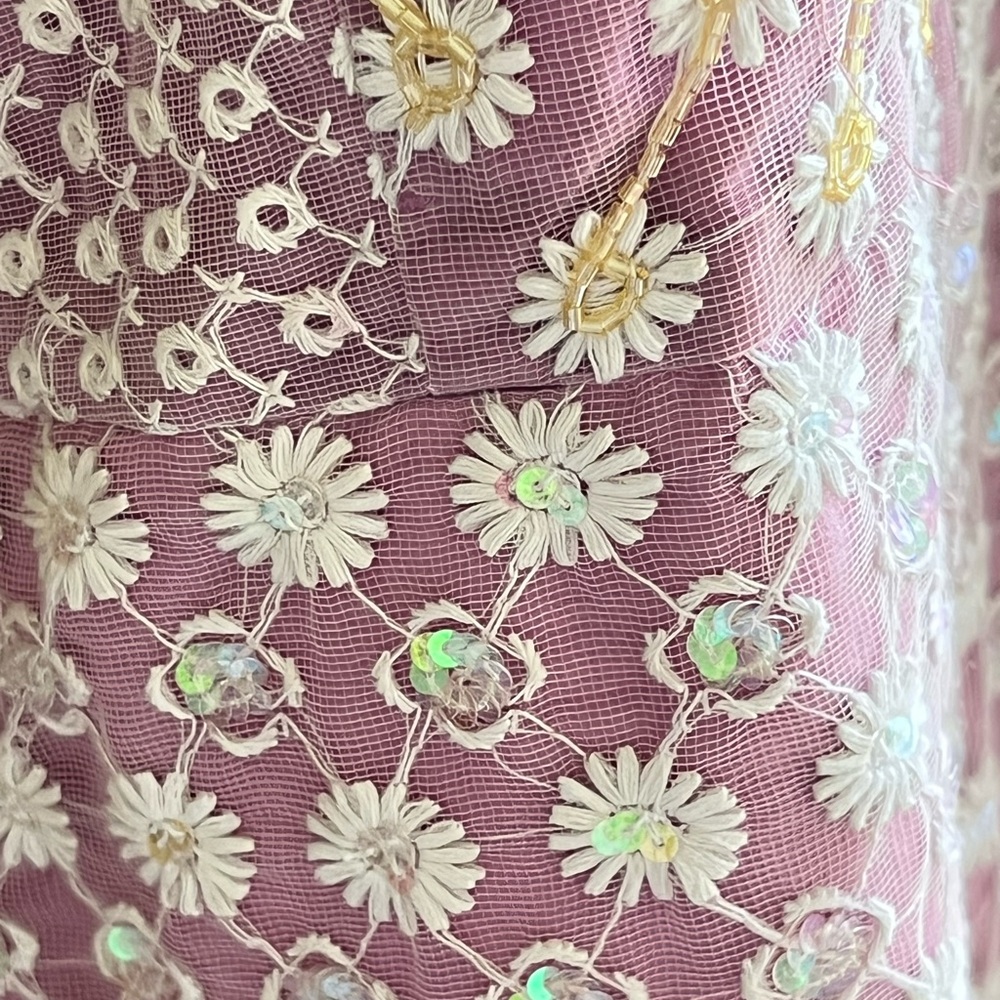 Bohemian Embroidered Pastel Pink Beaded Floral Sequin Patchwork Fairycore Vest - Picture 15 of 15